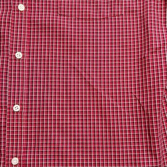 Men's Short Sleeve check plaid red Shirt by Cherokee size L - Picture 6 of 8